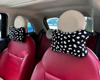 Handmade Car Headrest Pillow – Punch Needle Technique – Unique Car Accessory, Neck Support Cushion