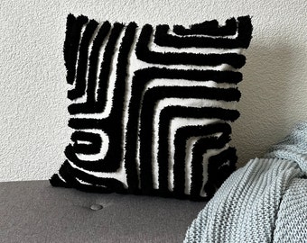 Black and White Pillow cover, Pile Fluffy pillow cover