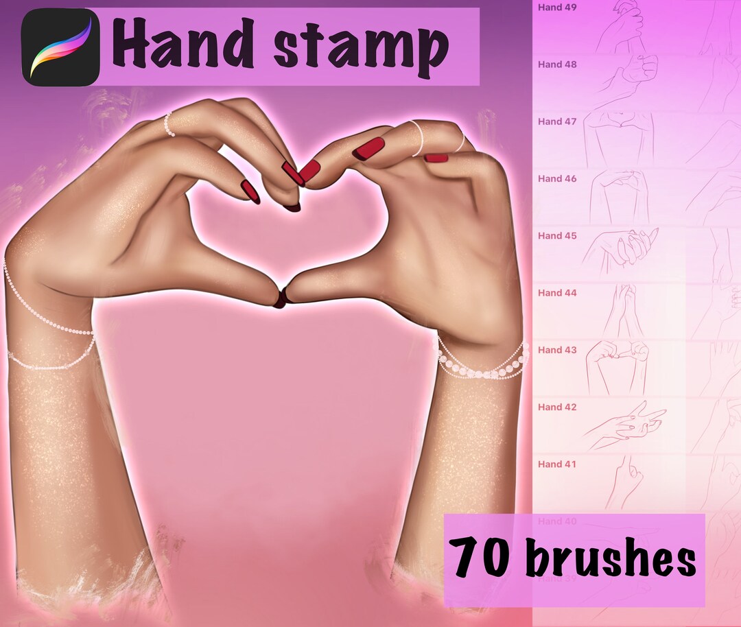 Hand Stamp Brushes for Procreate set of 70 Drawing Etsy
