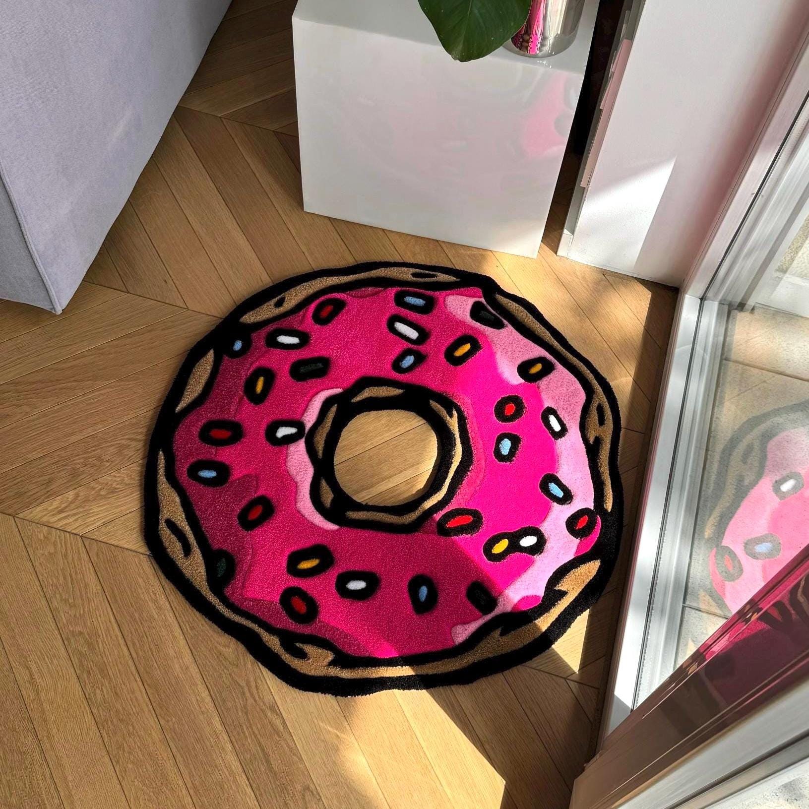 Tufted Pink Donut Rug: Cartoon Inspired Kids Room Decor - Etsy