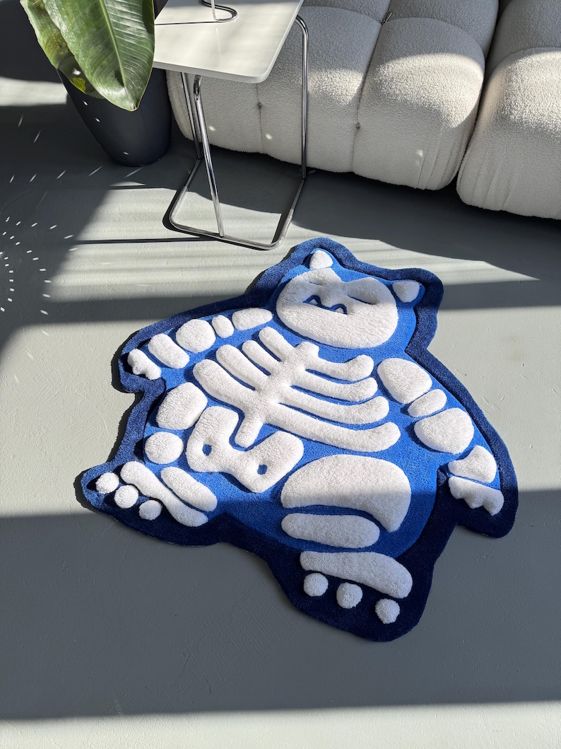 Skeleton Welcome Rug Fluffy 3D Tufted Skeleton Cartoon Rug: Handmade Plushy Floor Decor - Etsy