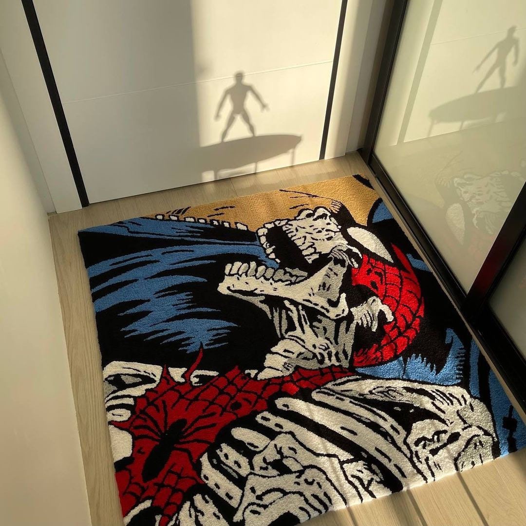 Handmade Spider Tufted Rug, Carpet for Comic Book Fans, Legendary ...