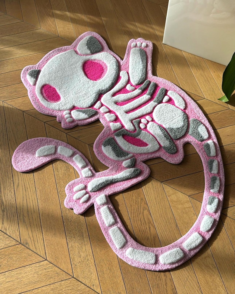 Handmade Pink Tufted Rug: 3D Cartoon Character Carpet, Kids Room Decor ...