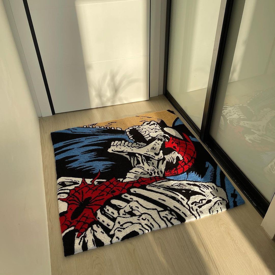 Handmade Spider Tufted Rug, Carpet for Comic Book Fans, Legendary ...