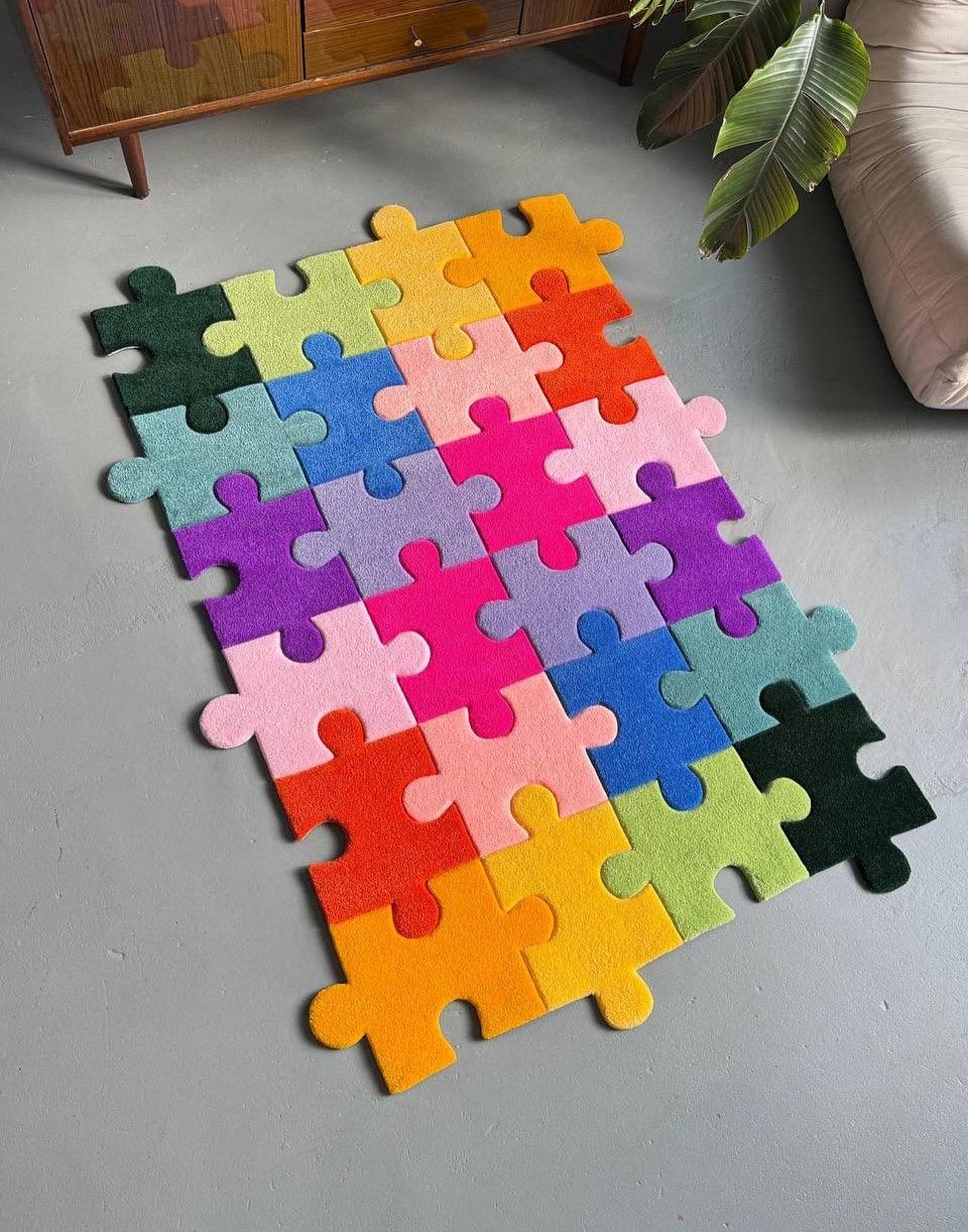 Modern Puzzle Rug Hand Tufted Puzzle Rug, Colorful Jigsaw Carpet, Maximalist Decor - Etsy