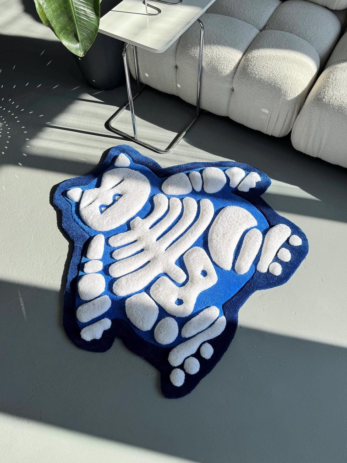 Skeleton Cat Rug Fluffy 3D Tufted Skeleton Cartoon Rug: Handmade Plushy Floor Decor - Etsy