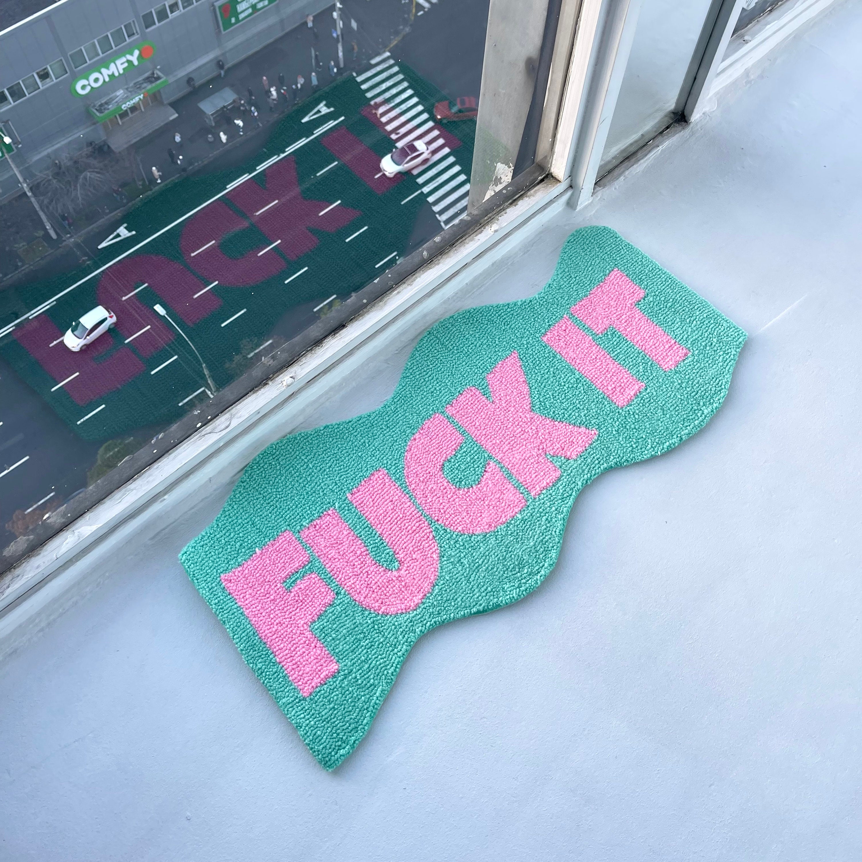 Already Made and Ready to Ship Custom Fck It Rug, Personalised Phrase