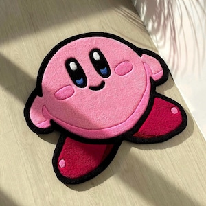Roze handgemaakt getuft vloerkleed met schattig stripfiguur - perfect verjaardagscadeau voor meisjes, kinderen, broers en zussen, vrienden en stripliefhebbers