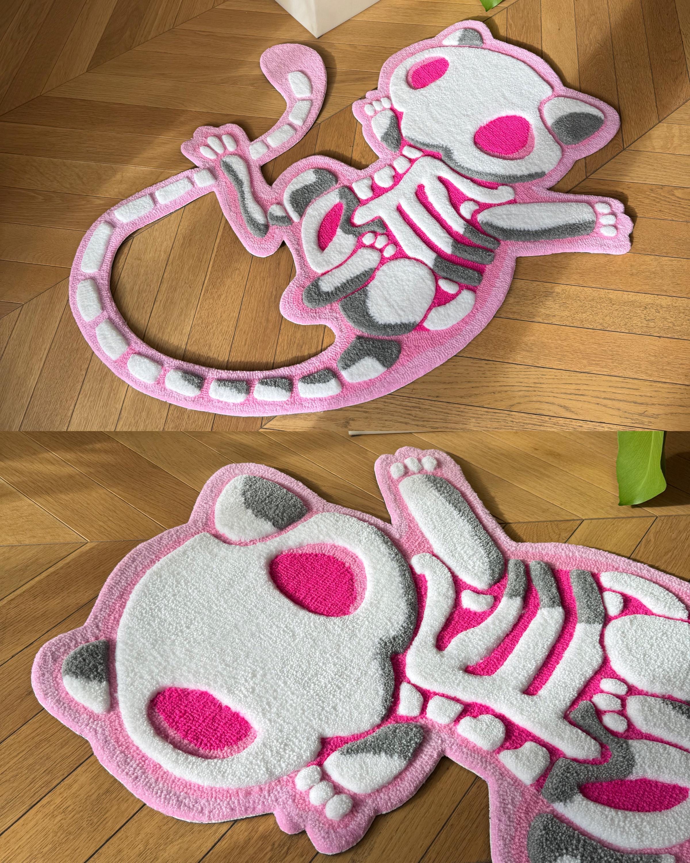 Handmade Pink Tufted Rug: 3D Cartoon Character Carpet, Kids Room Decor ...