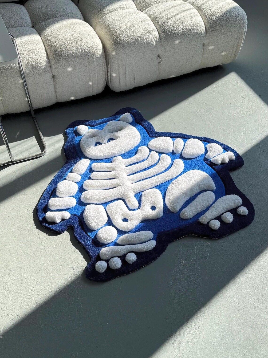 Skeleton Welcome Rug Fluffy 3D Tufted Skeleton Cartoon Rug: Handmade Plushy Floor Decor - Etsy