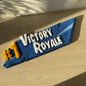 3D Handmade Tufted Gaming Rug – “#1 Victory” Inspired Design | Gamer Room Decor, Streamer Setup, Video Game Gift