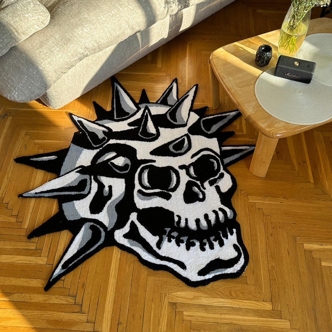 Skull Tufted Rug, Handmade Custom Rug, Home Decor Carpet, Home Decor ...