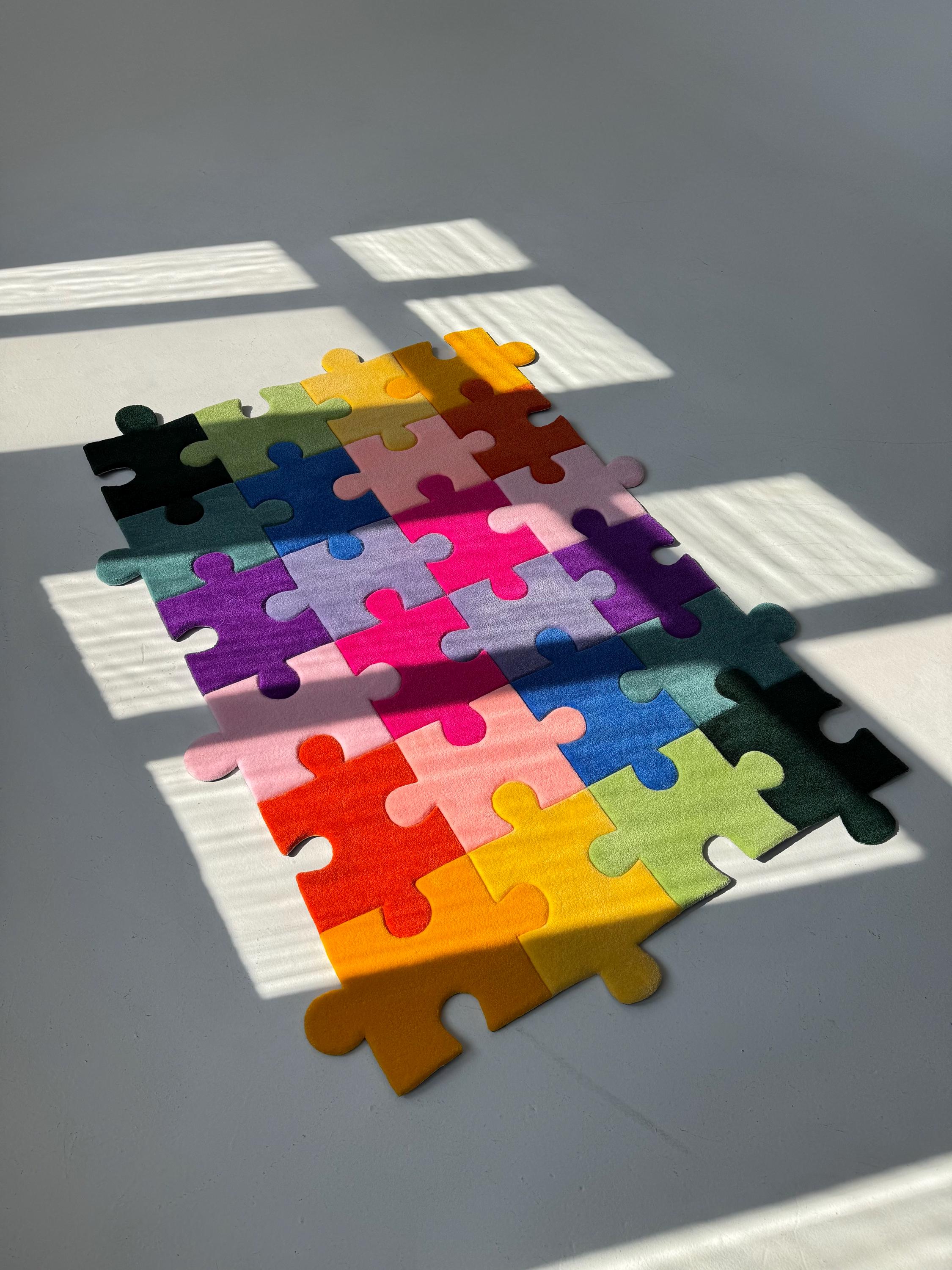 Modern Puzzle Rug Hand Tufted Puzzle Rug, Colorful Jigsaw Carpet, Maximalist Decor - Etsy