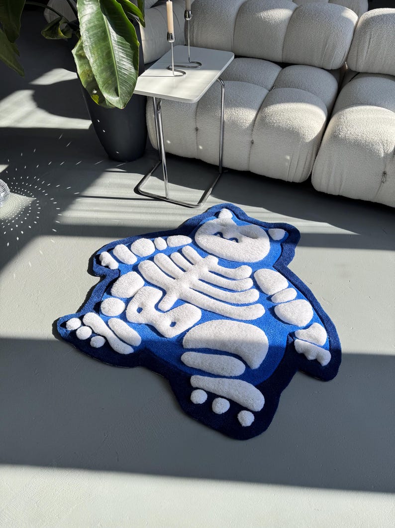 Skeleton Welcome Rug Fluffy 3D Tufted Skeleton Cartoon Rug: Handmade Plushy Floor Decor - Etsy