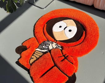 3D Tufted Cartoon Rug: Fluffy Carpet with a Movable Part, Handmade Room Decor
