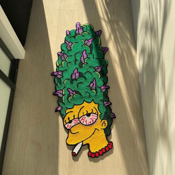 Marge tufted rug, Cartoon inspired custom rug, Cartoon Lovers Gift, Handmade carpet