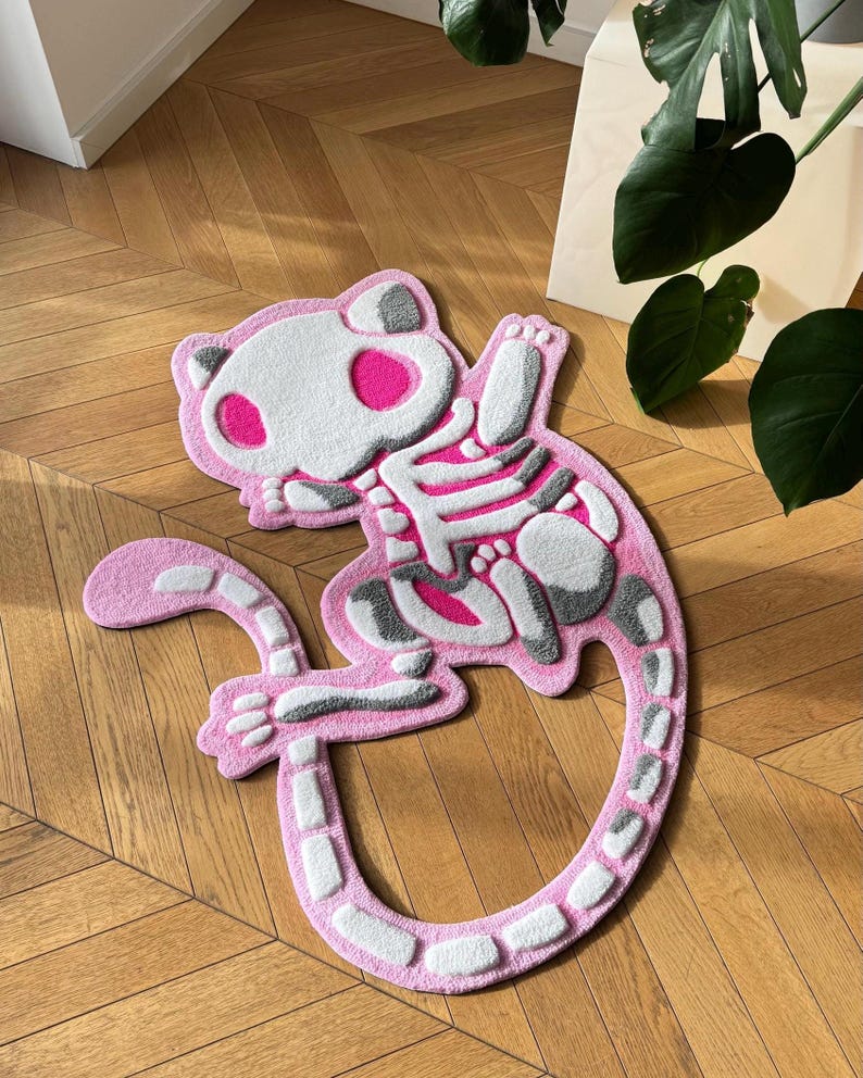 Handmade Pink Tufted Rug: 3D Cartoon Character Carpet, Kids Room Decor ...