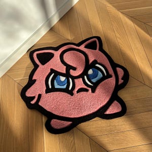 Roze schattig handgemaakt getuft vloerkleed - perfect cadeau voor stripliefhebbers, vrienden en familie