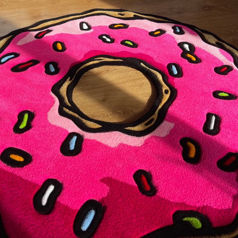 Tufted Pink Donut Rug: Cartoon Inspired Kids Room Decor - Etsy Canada