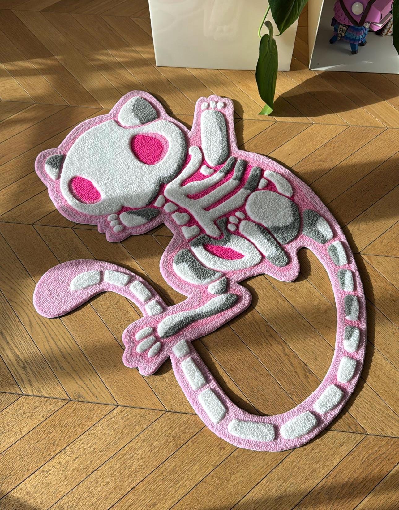 Handmade Pink Tufted Rug: 3D Cartoon Character Carpet, Kids Room Decor ...