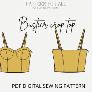 Bustier crop top sewing pattern - women sewing pattern 6- 18 UK size -