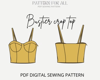 Bustier Crop Top Sewing Pattern – Women's Sizes 6-18 UK (PDF Pattern)