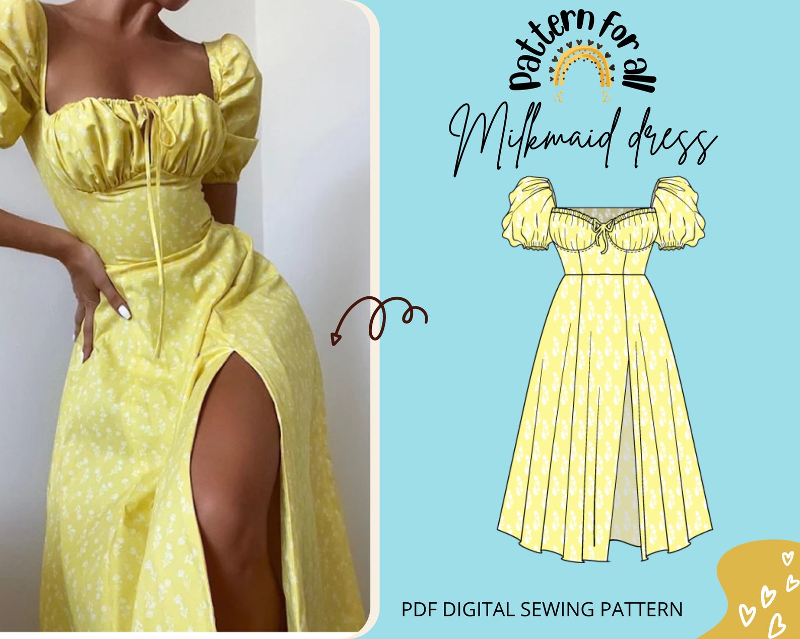 Milkmaid Dress Pattern Cottagecore Dress Patterndigital Etsy Australia
