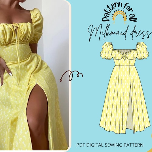 contact Scenario plaag Milkmaid Dress Pattern Cottagecore Dress Patterndigital - Etsy