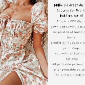 Modèle de robe de laitière modèle de robe cottagecoremodèle de couture numérique modèle de couture femme XXS à XXL téléchargement instantané modèle de laitière image 8