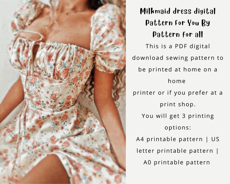 Modèle de robe de laitière modèle de robe cottagecoremodèle de couture numérique modèle de couture femme XXS à XXL téléchargement instantané modèle de laitière image 8