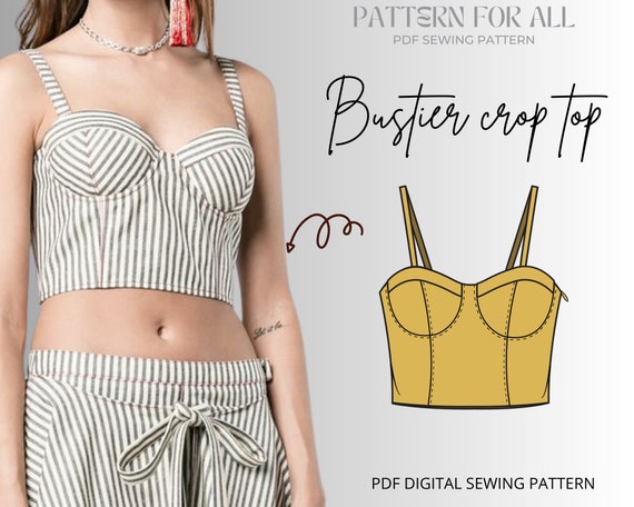 Bustier Crop Top Sewing Pattern Women PDF Sewing Pattern 4 16US