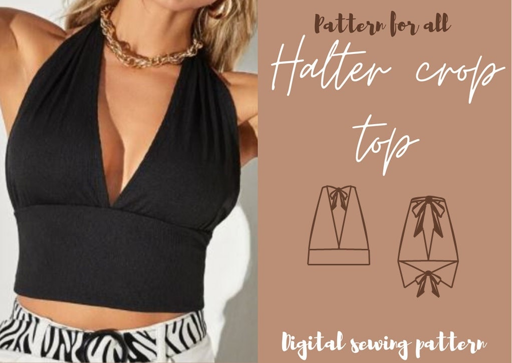 PDF Halter Crop Top Sewing Patterndigital Sewing Patternus Etsy