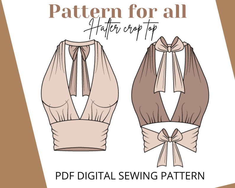 PDF Halter Crop Top Sewing Patterndigital Sewing Patternus Etsy