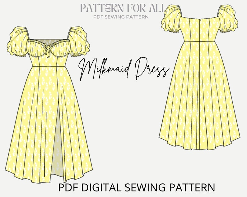 Modèle de robe de laitière modèle de robe cottagecoremodèle de couture numérique modèle de couture femme XXS à XXL téléchargement instantané modèle de laitière image 3