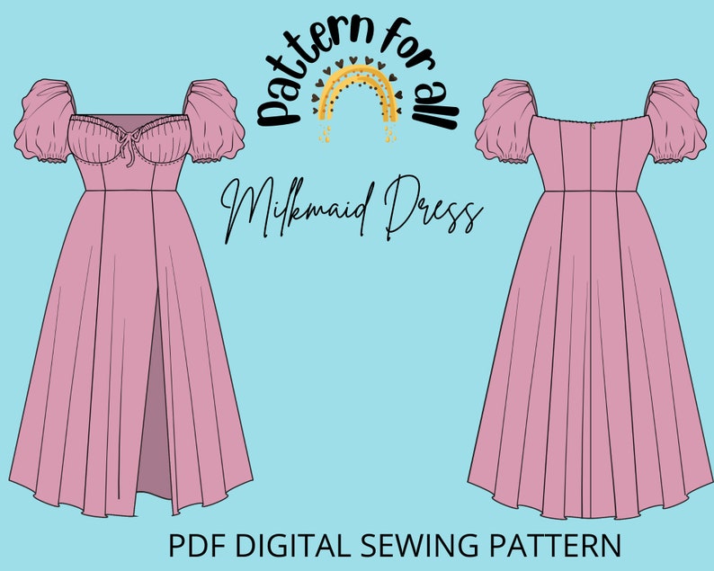 Milkmaid Dress Sewing Pattern PDF Digital Sewing Patternxxs Etsy UK