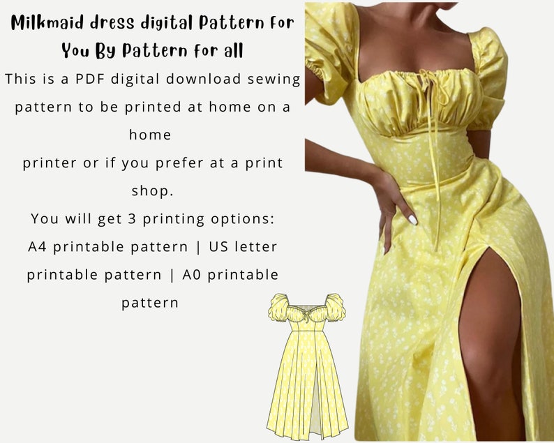 Modèle de robe de laitière modèle de robe cottagecoremodèle de couture numérique modèle de couture femme XXS à XXL téléchargement instantané modèle de laitière image 4