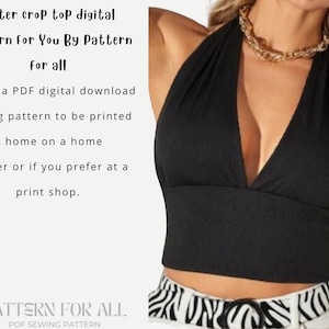 PDF Neckholder Crop Top SchnittmusterDigitales SchnittmusterUS Größe 4-46Damen Neckholder Top mit Ausschnitt in BH-Optik Bild 6