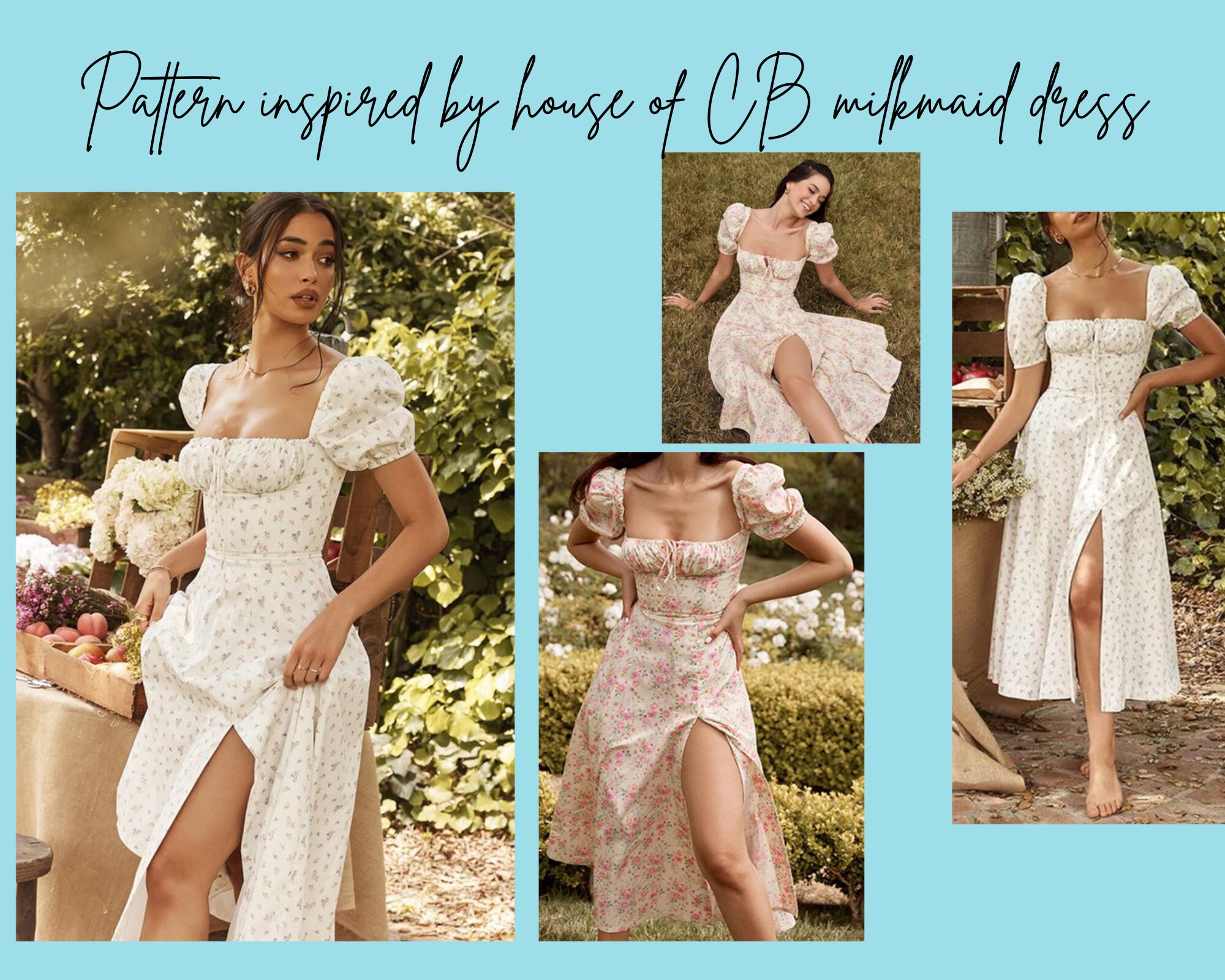 Milkmaid Dress Sewing Pattern PDF Digital Sewing Patternxxs Etsy