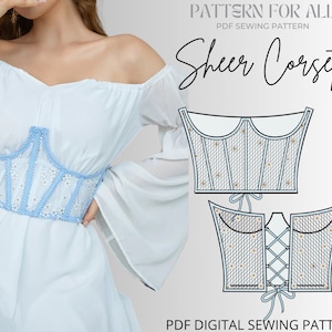 Underbust corset pattern sheer corset pattern corset belt patternsewing patternCorset Pattern XXS to XXLPDF digital sewing pattern image 1