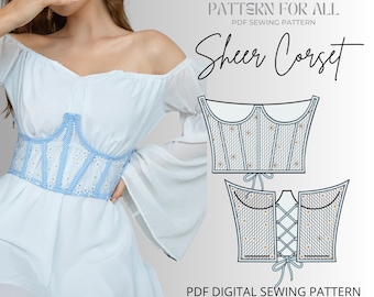 Underbust corset pattern| sheer corset pattern| corset belt pattern|sewing pattern|Corset Pattern XXS to XXL|PDF digital sewing pattern