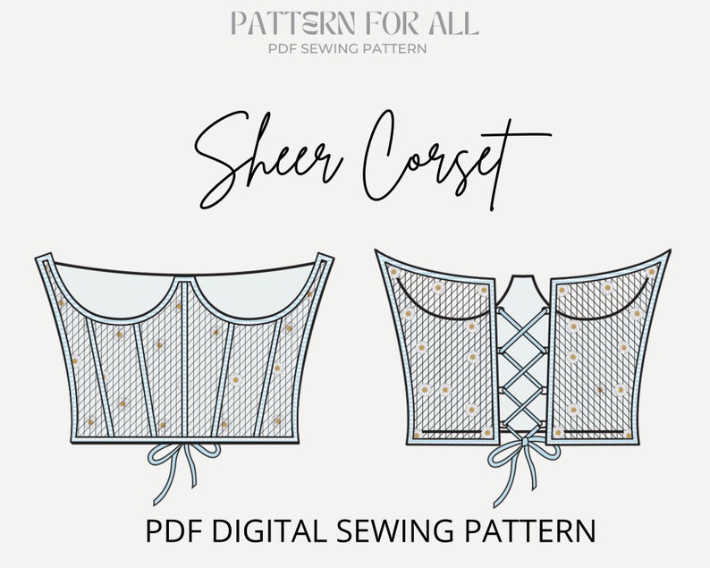 Underbust corset pattern sheer corset pattern corset belt patternsewing patternCorset Pattern XXS to XXLPDF digital sewing pattern image 4