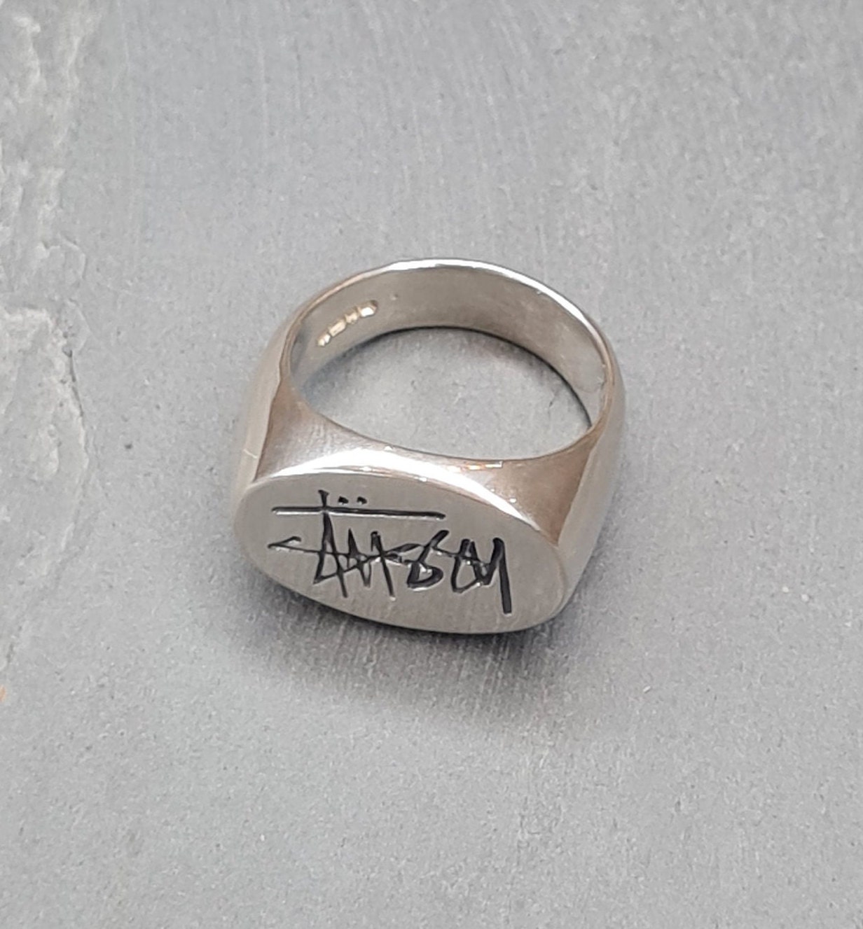 Vintage Stussy Signet Ring in Sterling Silver