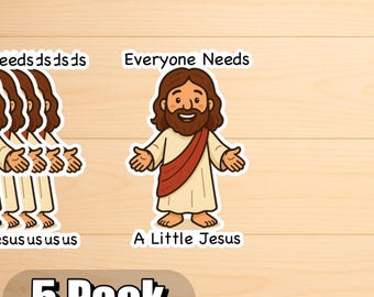 Paquete de 5 pegatinas de vinilo con la frase "Todos necesitamos un poco de Jesús". Pegatinas de vinilo para portátiles, coches y botellas de agua.