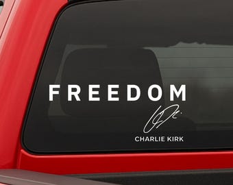 Calcomanía de vinilo "Libertad" de Charlie Kirk - Edición exclusiva - En memoria de - Patriótico - Calcomanía de vinilo para auto - Inspirador Charlie Kirk