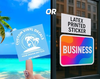 Calcomanía de vinilo personalizada o calcomanía de vinilo de látex impresa: calcomanía permanente impermeable para auto, camioneta y ventana.