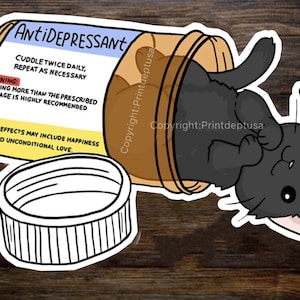 Cute Cat Antidepressivum Vinyl Sticker, Vinyl Decal Sticker voor laptops, auto's, hydroflask GRATIS VERZENDING
