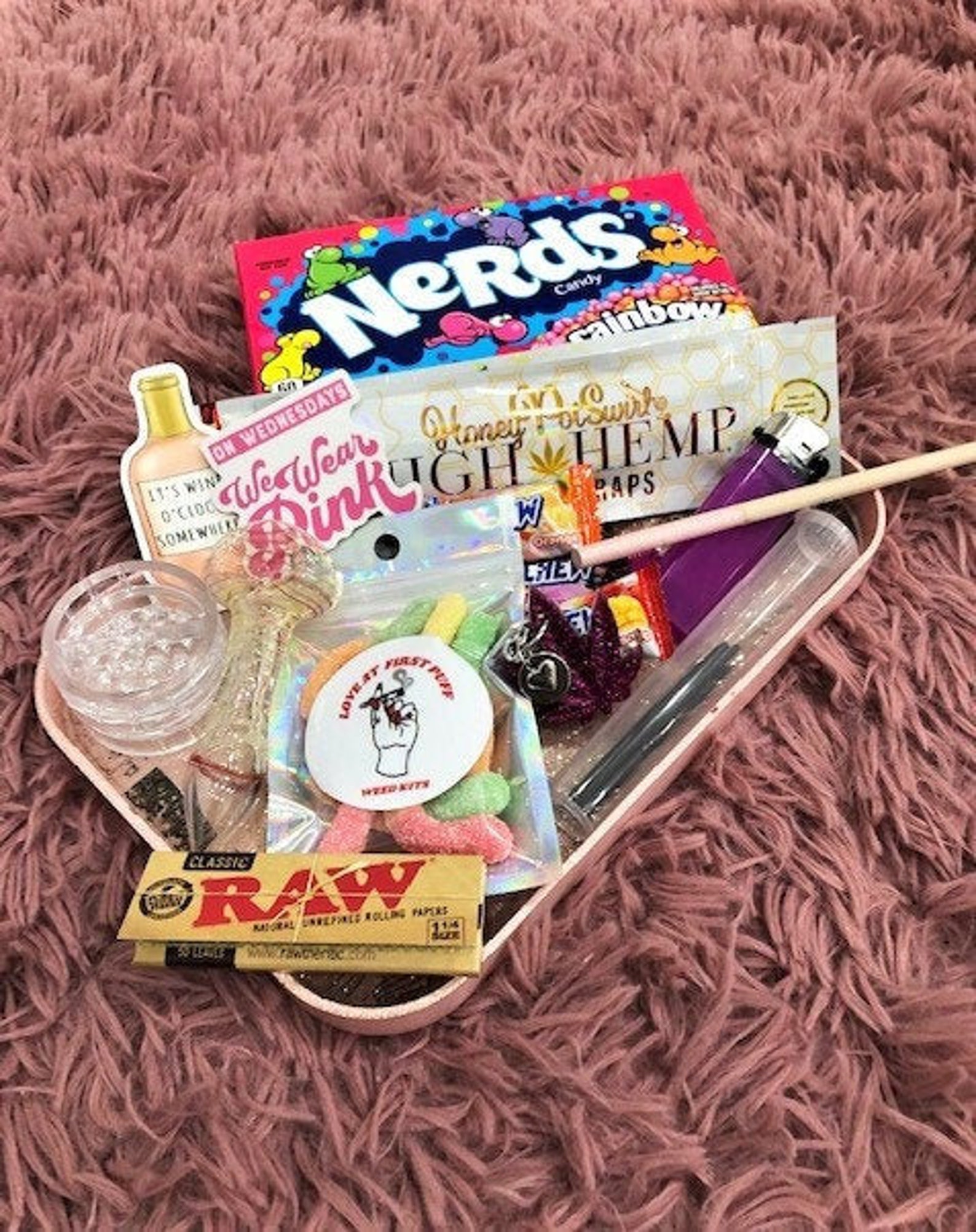 Pink Glam Rolling Kit / Rolling Tray / Stoner and Newbie Kit / Etsy