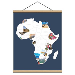 Africa Photo Map - 24" x 30" Dark Blue