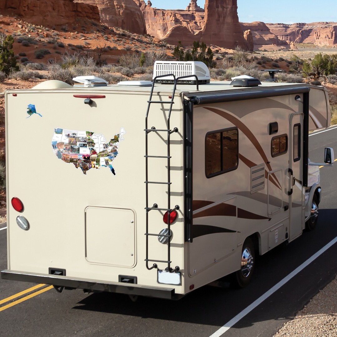 RV Sticker Map Use YOUR Photos Sticker Map of States - Etsy Australia