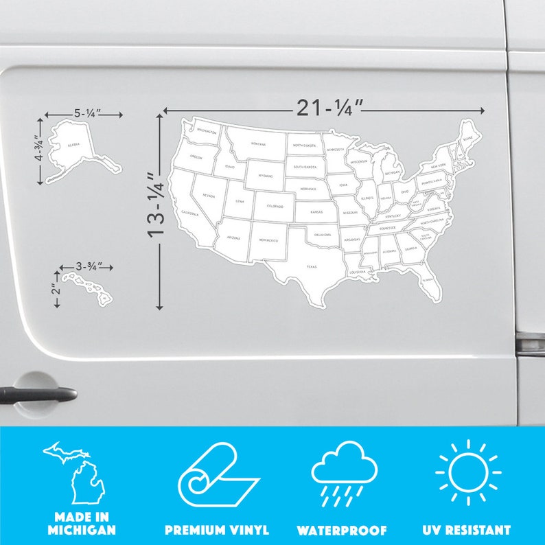 50 States RV Photo Map Use YOUR Photos Sticker Map of States Visited 21.25 X 13.25 - Etsy